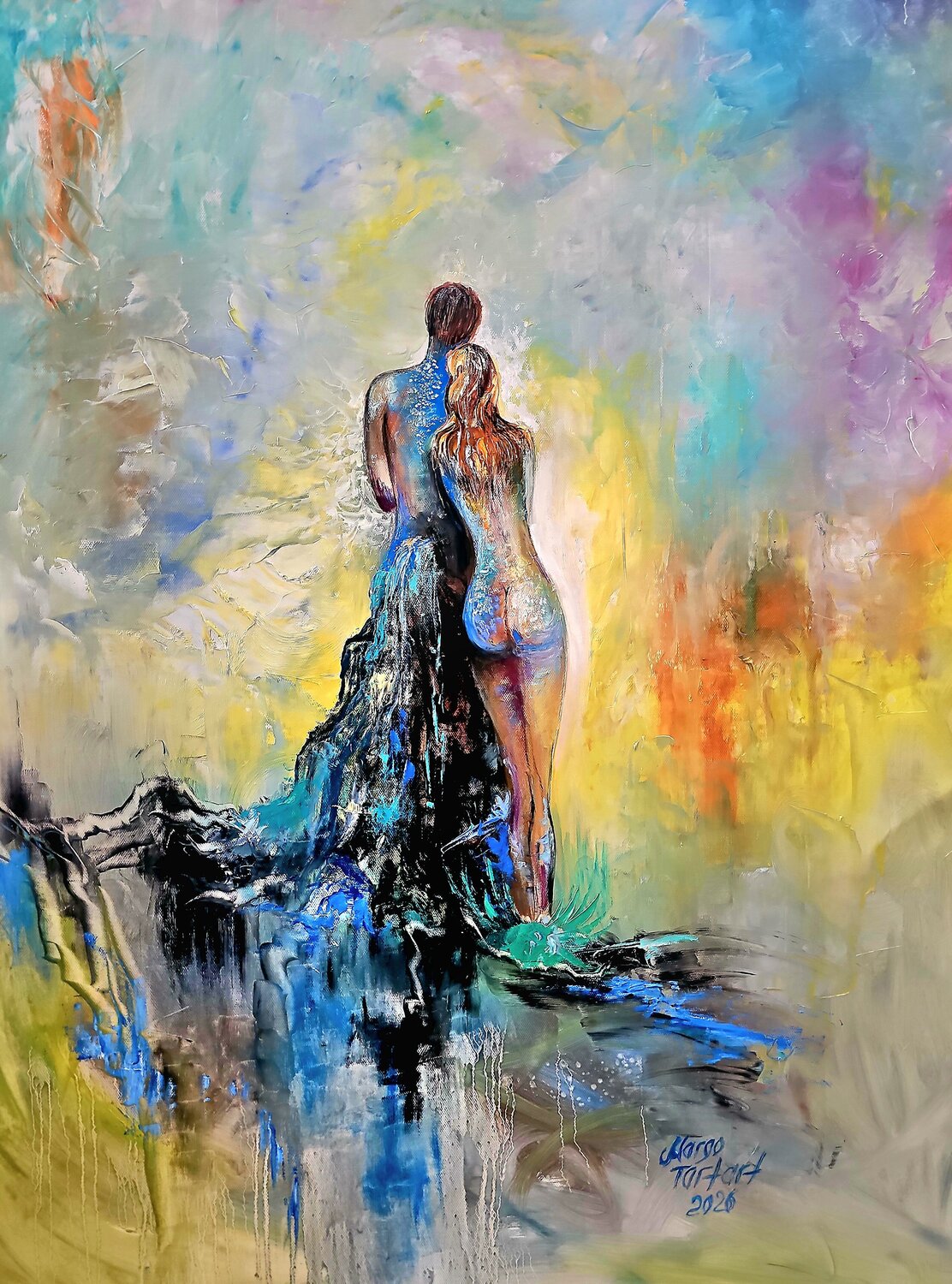 Ephemeral Fusion / The Spark of Attraction Margarita Akhmetgaleeva Original painting for sale