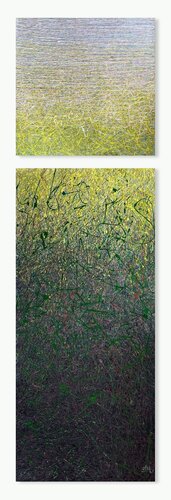 In search of silence- 2 (green) by Nadiia Antoniuk, Painting for Sale on Select