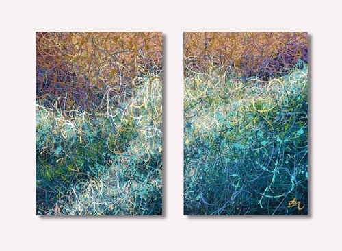 Waves of Inner Light - Diptych by Nadiia Antoniuk, Painting for Sale on Select