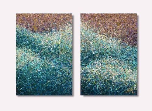 Waves of Inner Light - Diptych by Nadiia Antoniuk, Painting for Sale on Select