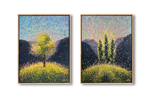"The Joy Between Quiet Moments" diptych by Nadiia Antoniuk, Painting for Sale on Select