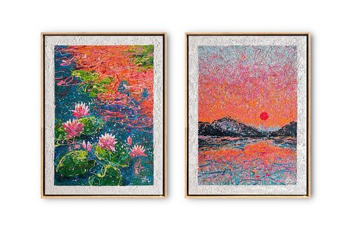 "A Letter Written in Light" diptych by Nadiia Antoniuk, Painting for Sale on Select