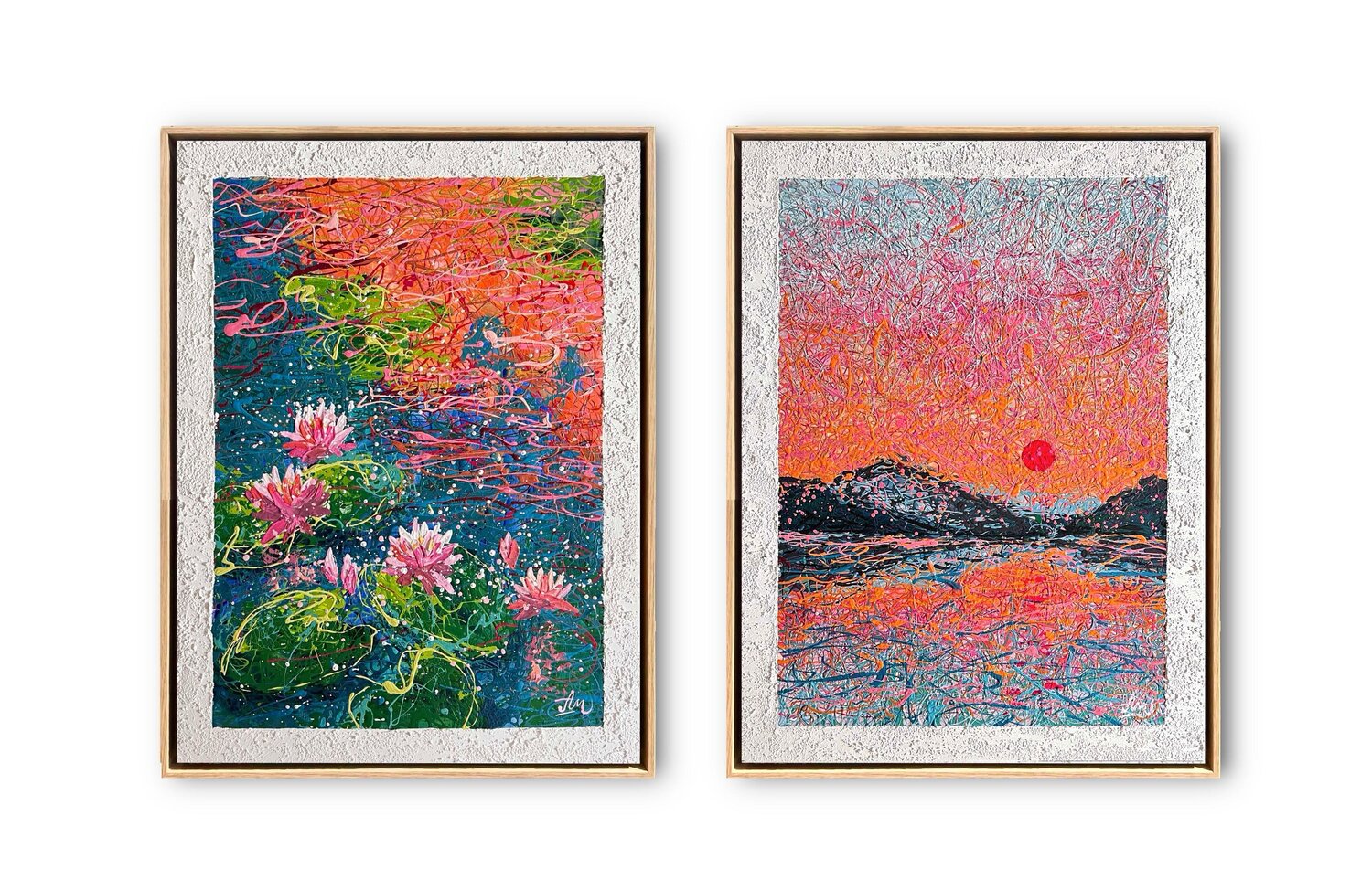 "A Letter Written in Light" diptych Nadiia Antoniuk Original painting for sale