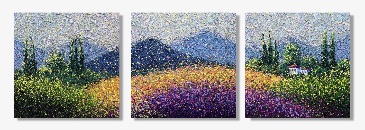 A Valley of Endless Light - triptych Nadiia Antoniuk Original painting for sale