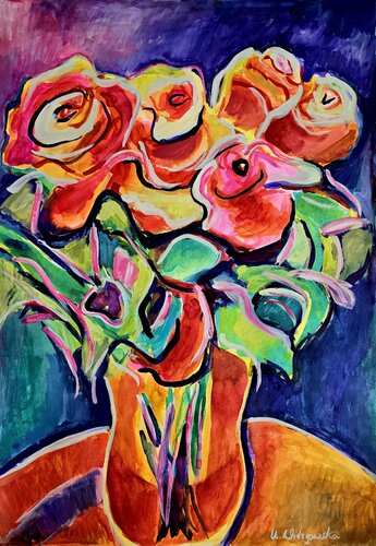 Tanz der Rosen by Urszula Widzgowska, Painting for Sale on Select