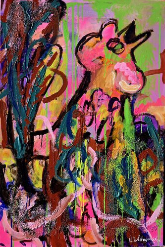 Kikeriki in greller Farbenpracht by Urszula Widzgowska, Painting for Sale on Select
