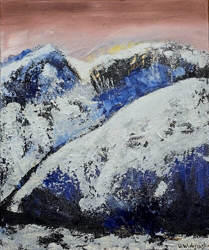 Asphaltgeflüster: Berge im Licht by Urszula Widzgowska, Painting for Sale on Select