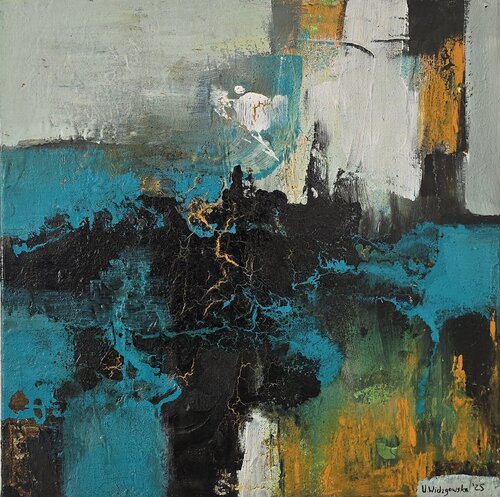 Golden Faultline by Urszula Widzgowska, Painting for Sale on Select