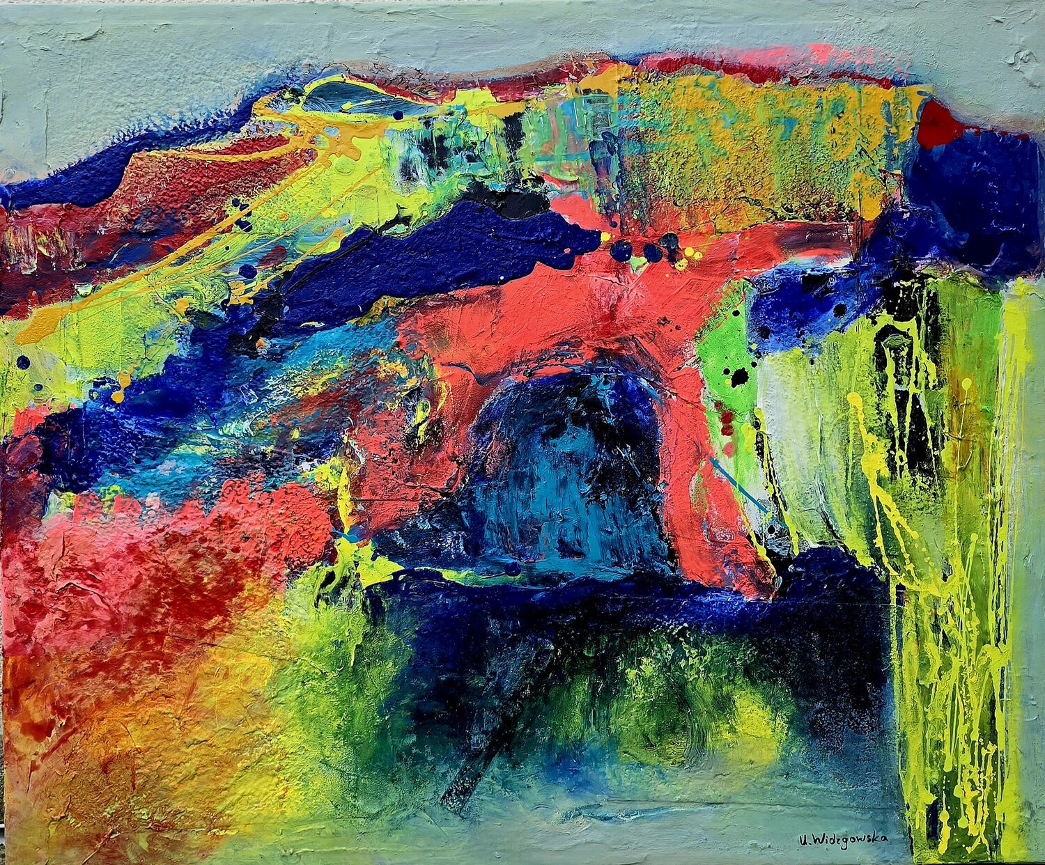 Das Tor zum bunten Geheimnis des Berges Urszula Widzgowska Original painting for sale