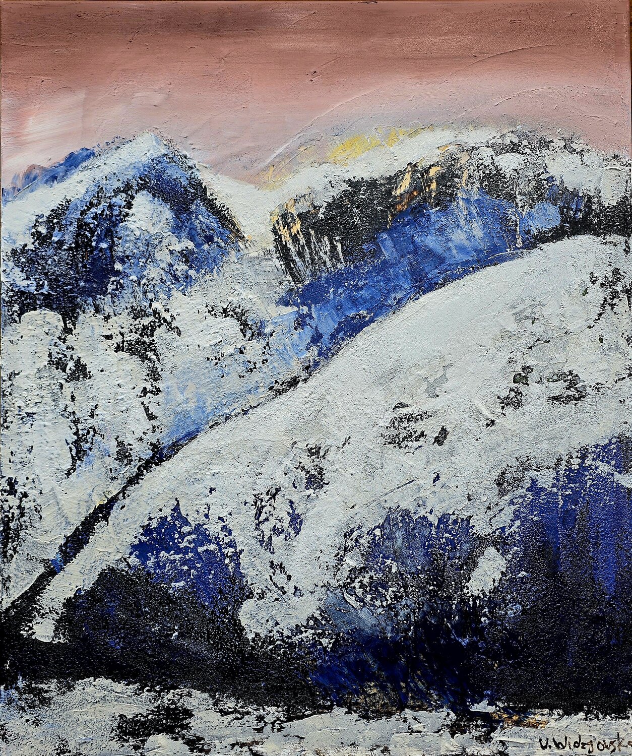 Asphaltgeflüster: Berge im Licht Urszula Widzgowska Original painting for sale