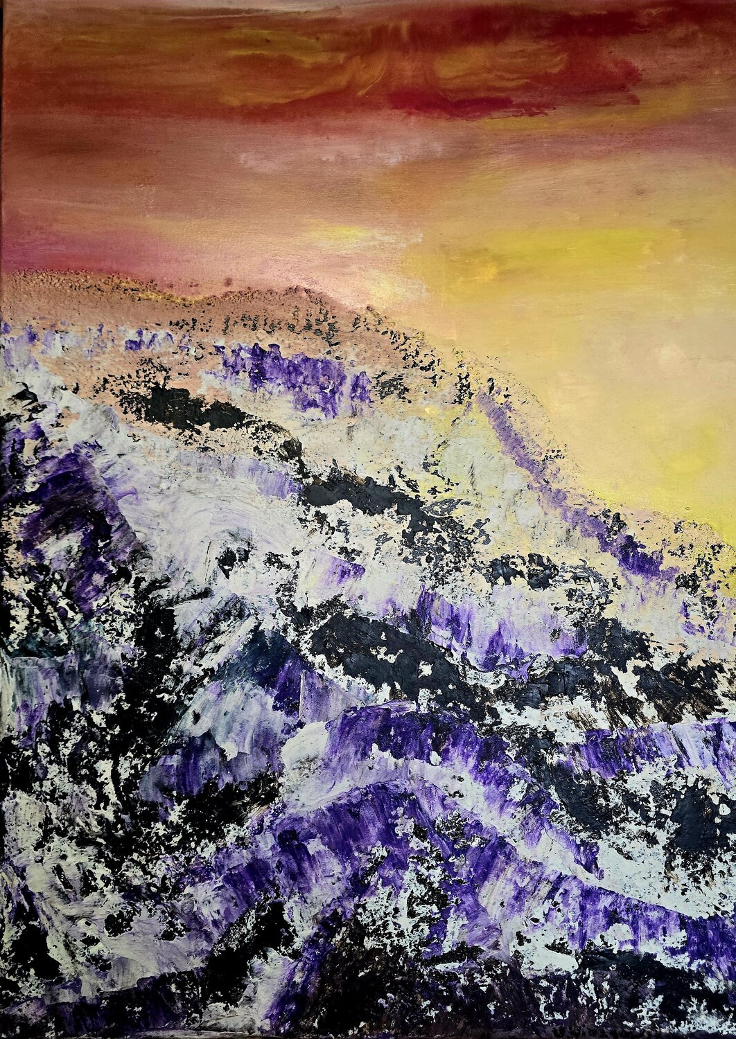 Feurige Berge im Zwielicht Urszula Widzgowska Original painting for sale