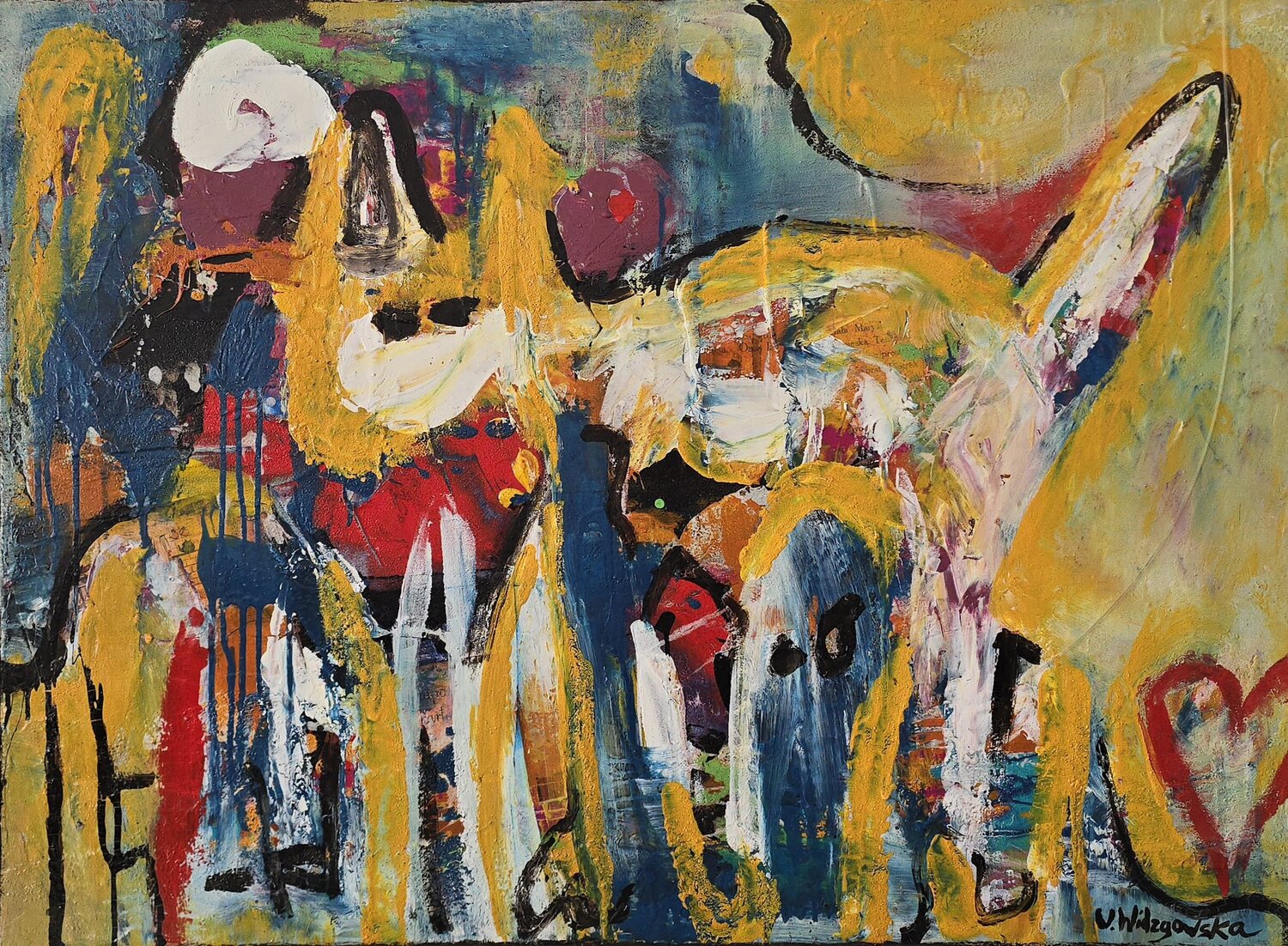 Das Kätzchen auf dem Zaun Urszula Widzgowska Original painting for sale