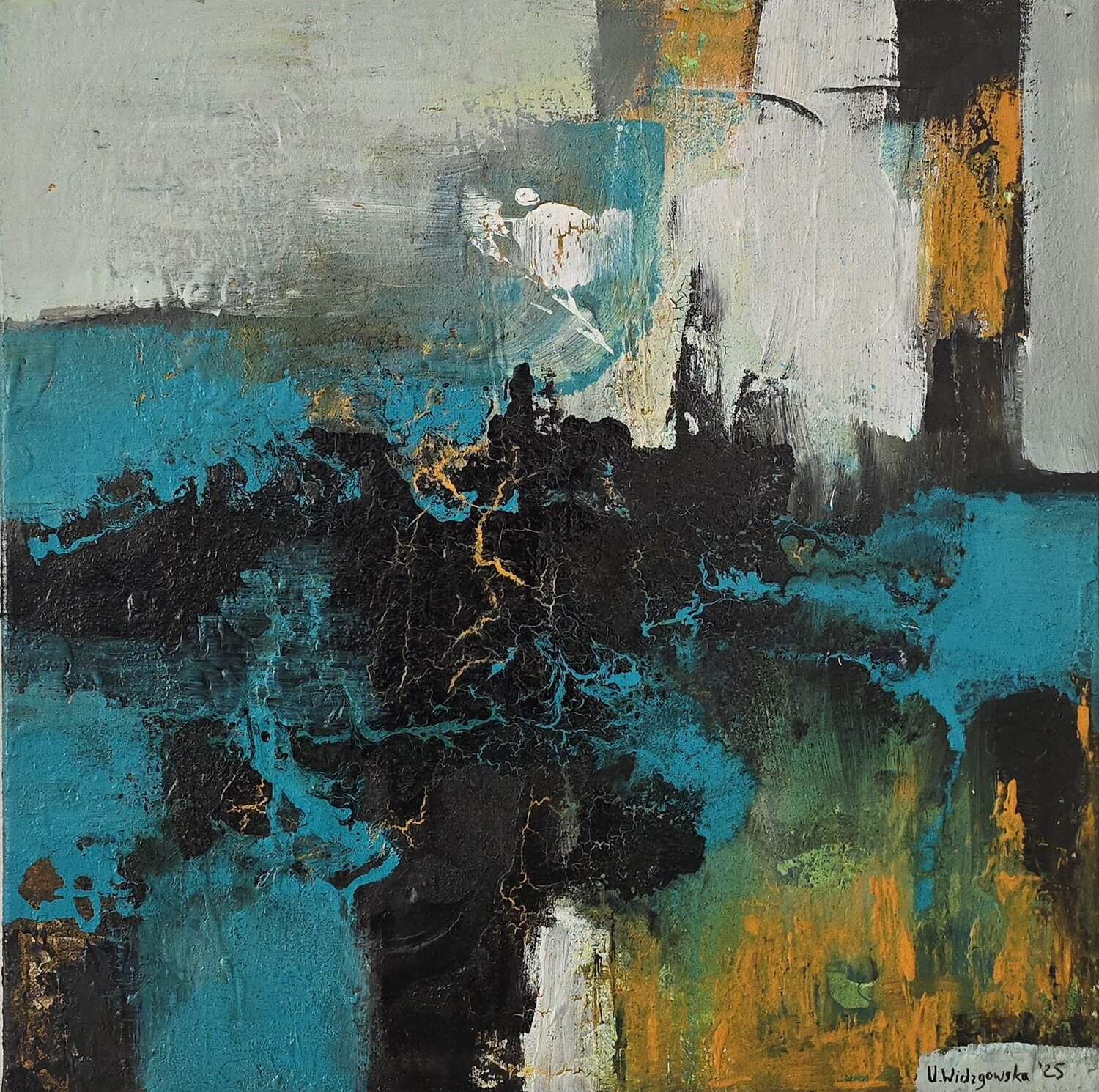 Golden Faultline Urszula Widzgowska Original painting for sale