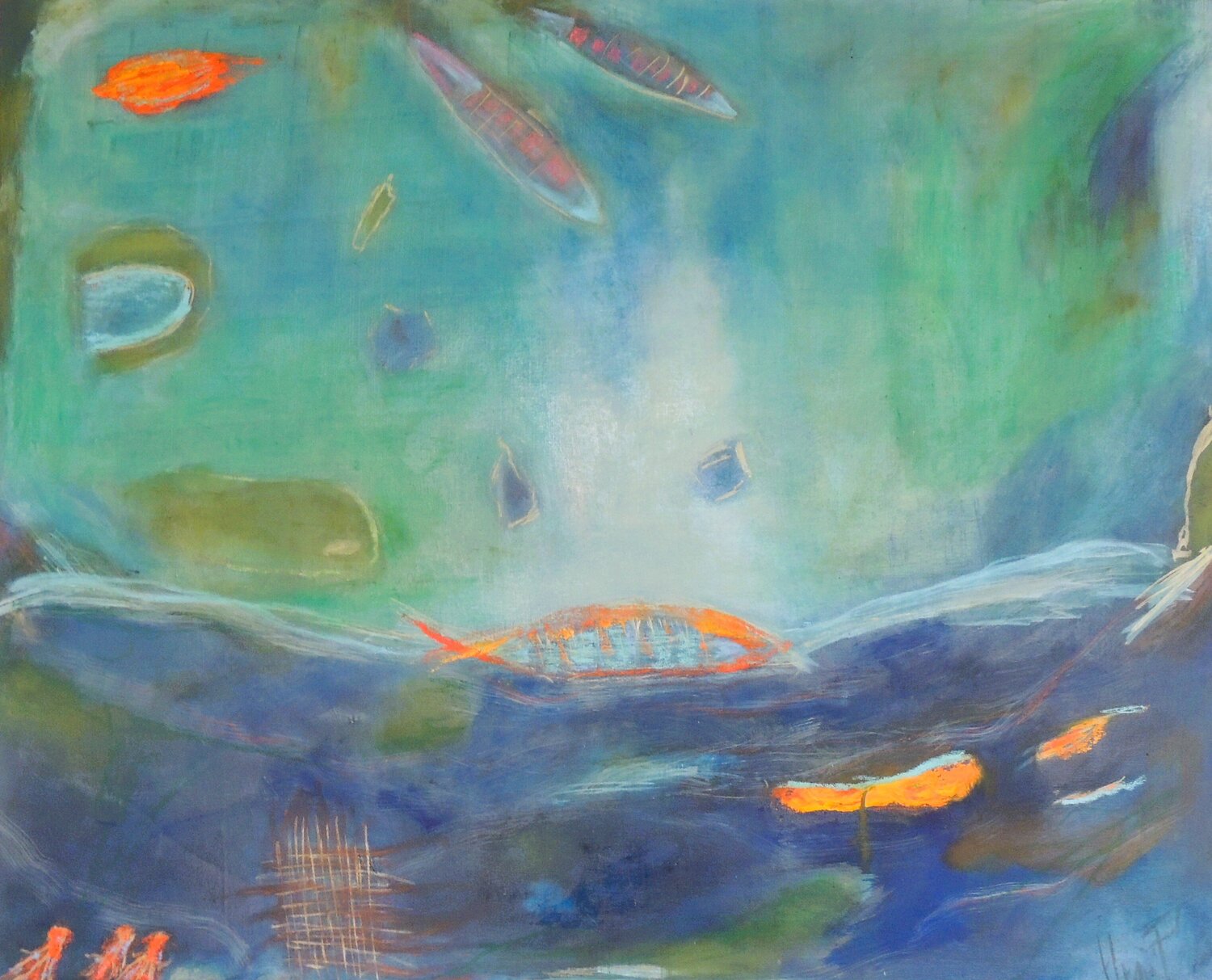 SEA FRAGILITY 1-Save our Oceans Eleni Pappa Tsantili Original painting for sale