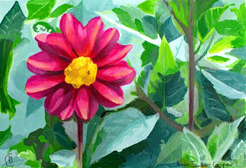 Dahlia Flower by Rhia Janta-Cooper, Painting for Sale on Select