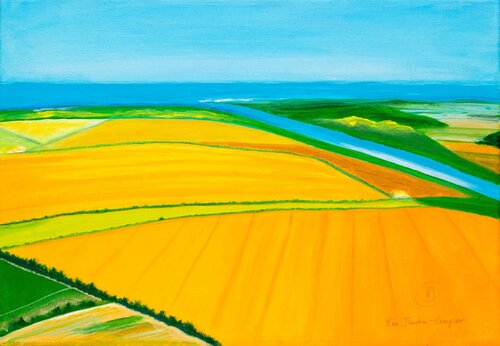 Yellow Summer Fields by Rhia Janta-Cooper, Painting for Sale on Select
