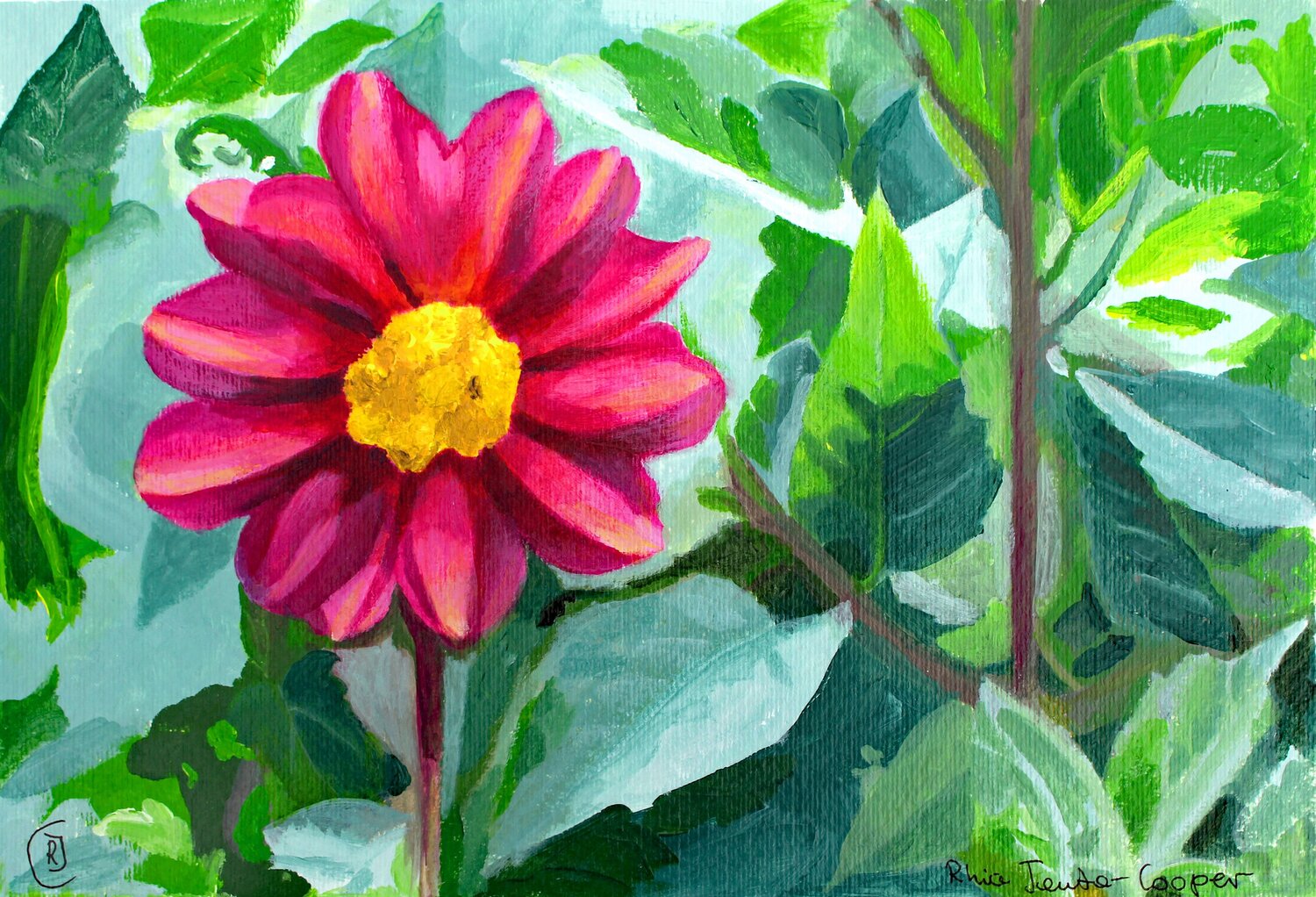 Dahlia Flower Rhia Janta-Cooper Original painting for sale