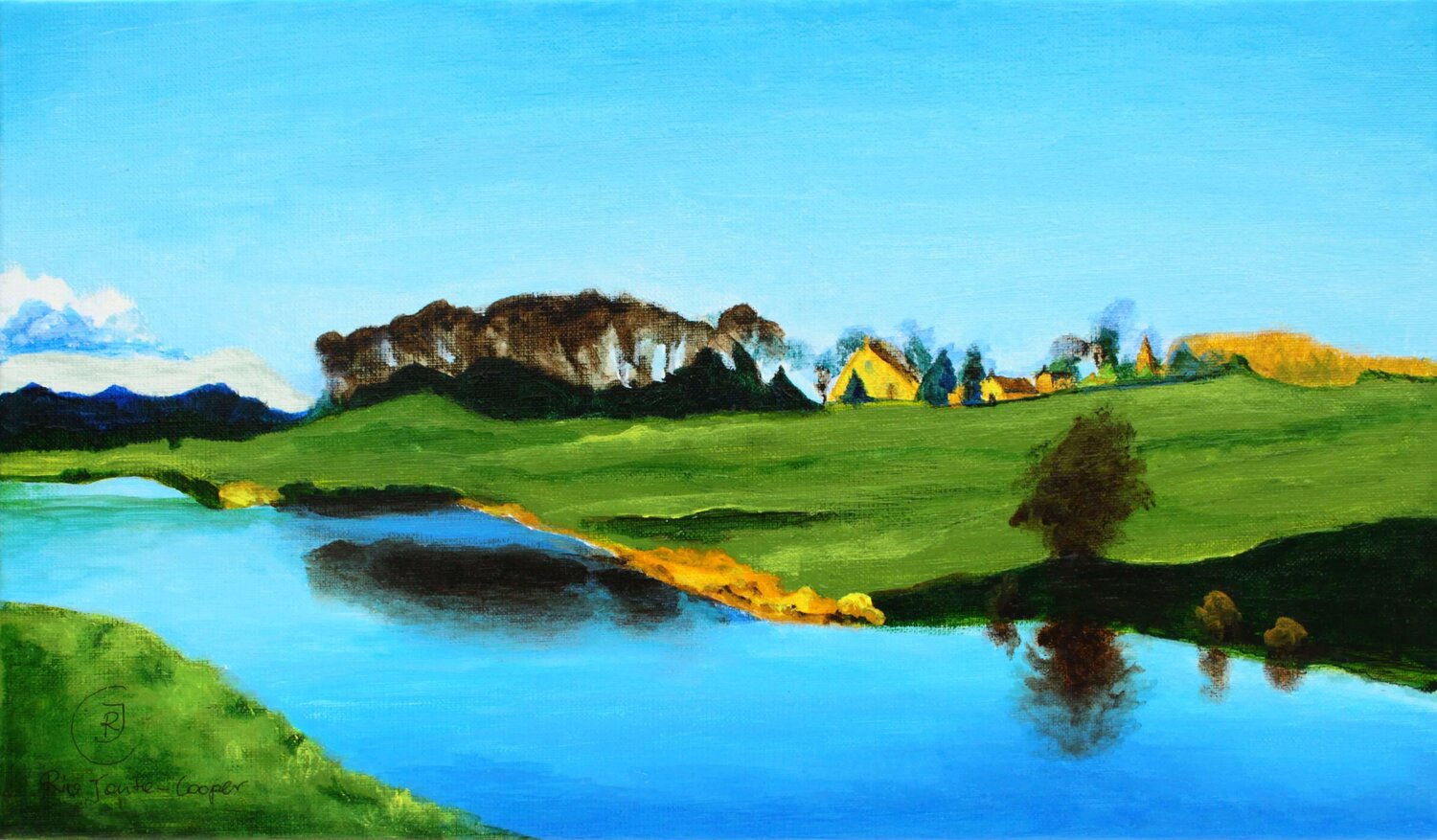 The Serene Painting of River Aire Rhia Janta-Cooper Original painting for sale