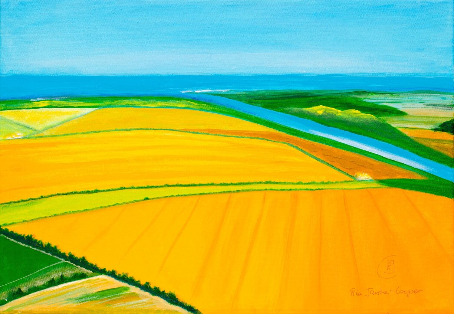 Yellow Summer Fields Rhia Janta-Cooper Original painting for sale
