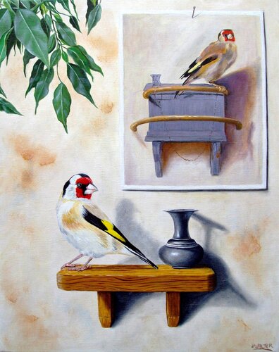 Le chardonneret by Jean-Pierre Walter, Painting for Sale on Select