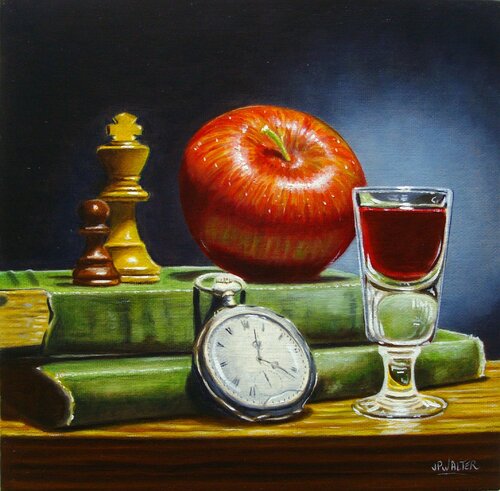 Pomme savante // Savant apple by Jean-Pierre Walter, Painting for Sale on Select