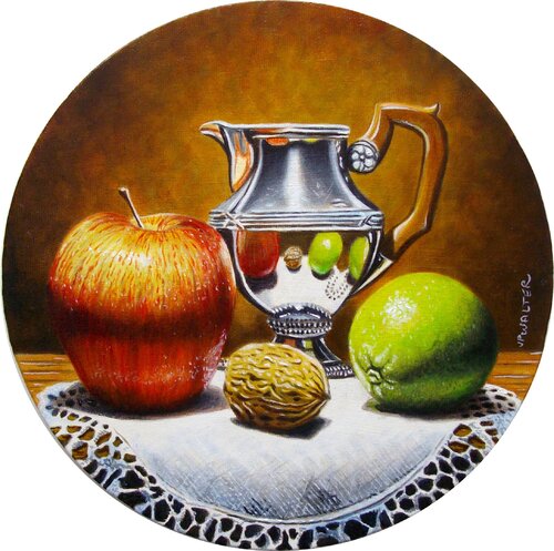 Tondo au crémier en argent // Tondo with silver creamer by Jean-Pierre Walter, Painting for Sale on Select