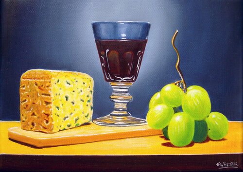 Nature morte au Bleu // Still Life with Bleu (cheese) by Jean-Pierre Walter, Painting for Sale on Select
