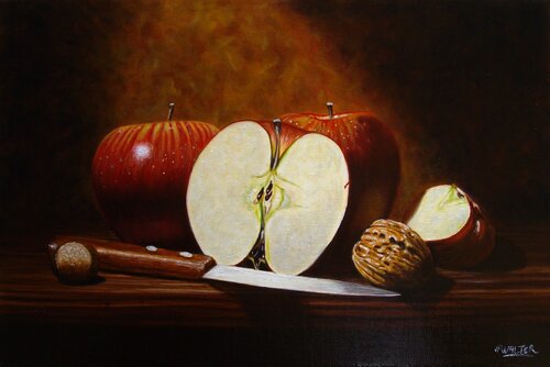Pommes en automne // Apples in autumn by Jean-Pierre Walter, Painting for Sale on Select