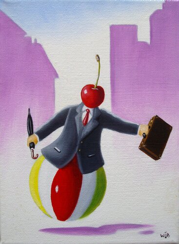 L'Homme pressé // The hurry man by Jean-Pierre Walter, Painting for Sale on Select