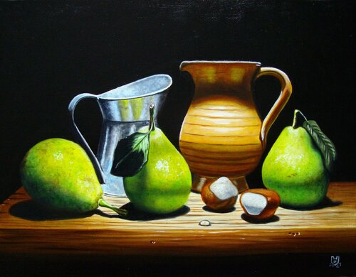 Poires en Automne // Pears in autumn von Jean-Pierre Walter, Malerei kaufen auf Select