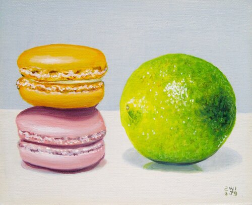 Citron vert aux macarons // Lime with macaroons by Jean-Pierre Walter, Painting for Sale on Select