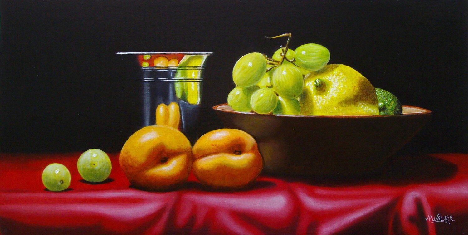 La nappe rouge // The red tablecloth Jean-Pierre Walter Original painting for sale