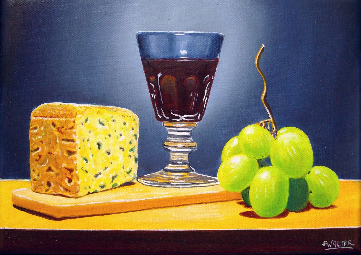 Nature morte au Bleu // Still Life with Bleu (cheese) Jean-Pierre Walter Original painting for sale