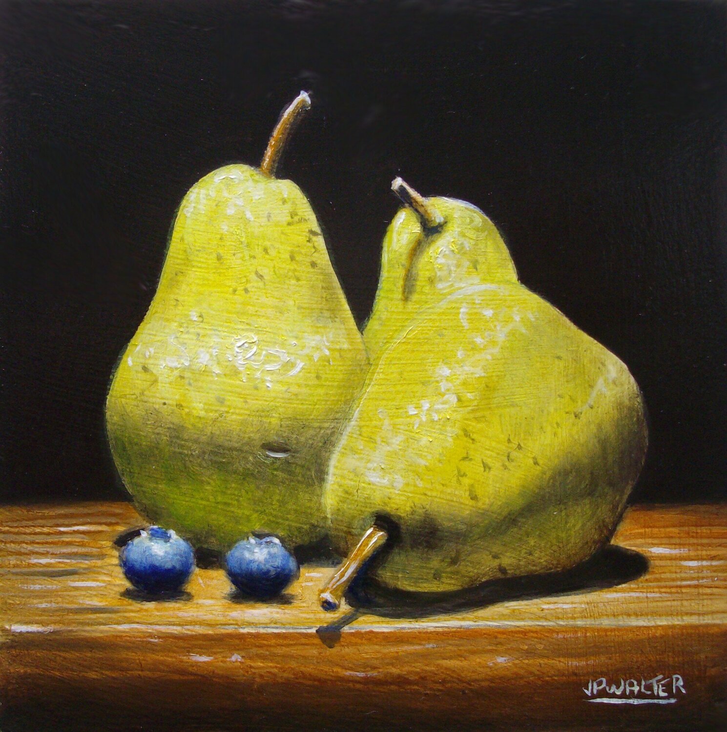 3 petites poires // 3 small pears Jean-Pierre Walter Original painting for sale