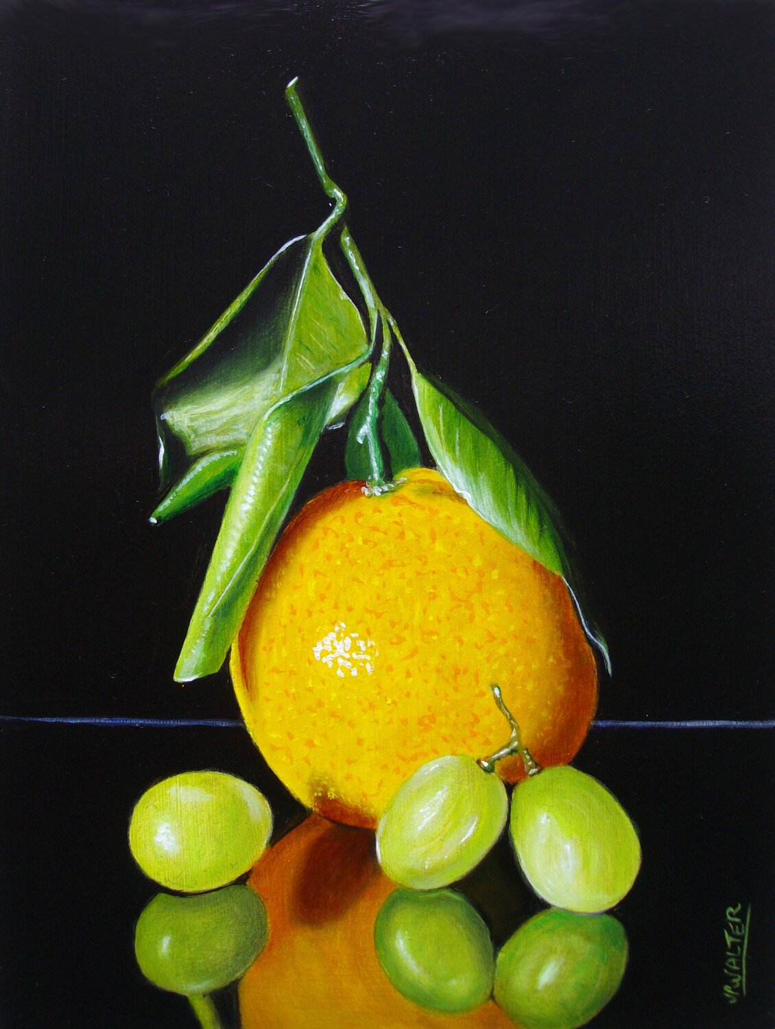 Orange aux raisins // Oranges with grapes Jean-Pierre Walter Original painting for sale