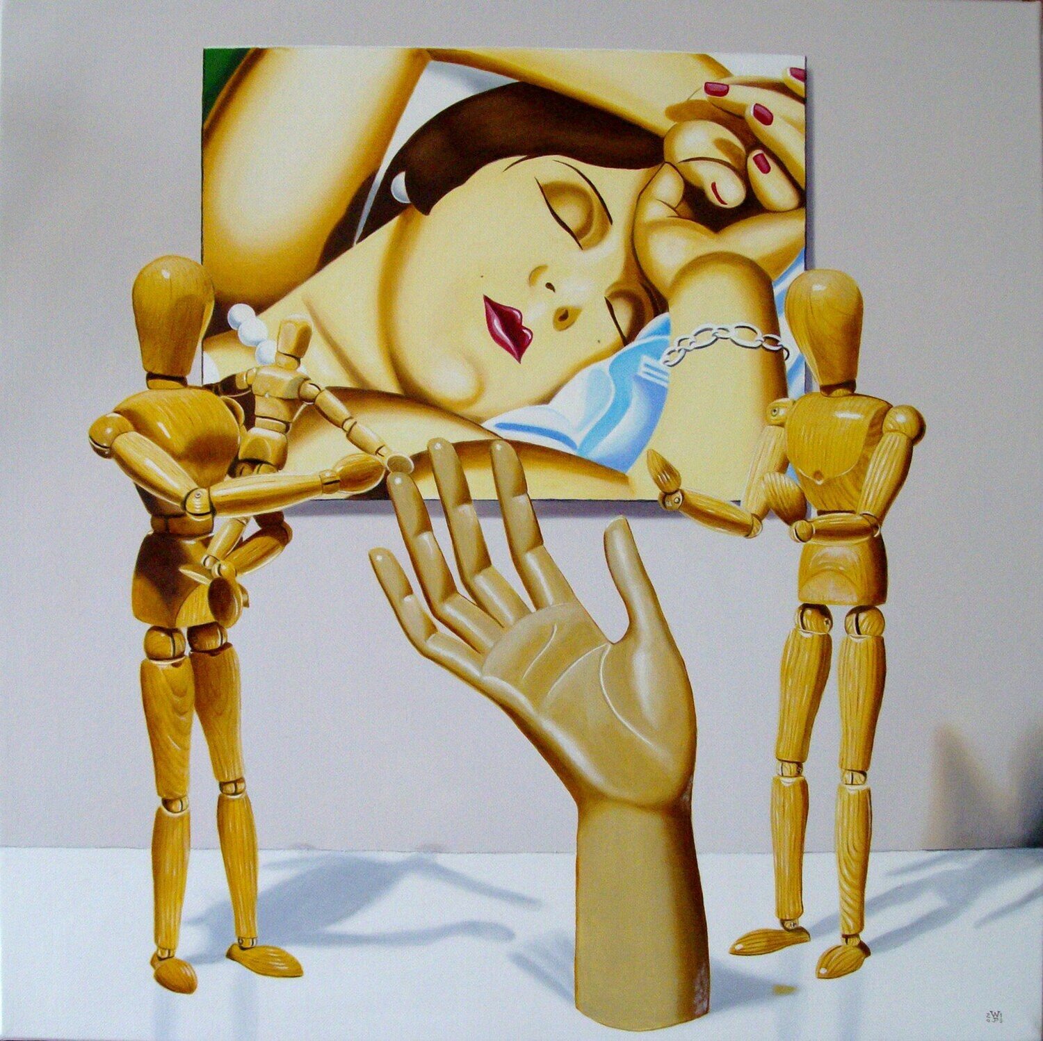 Les mains libres // The hands-free Jean-Pierre Walter Original painting for sale
