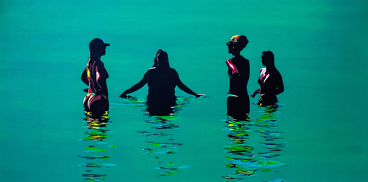 Summer Friends, Juan Les Pins Beach,  2025 Tony Smith Original painting for sale