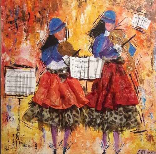 LES BELLES VIOLONISTES by Christiane Guerry, Painting for Sale on Select