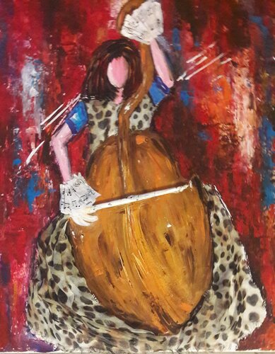 CONTREBASSISTE by Christiane Guerry, Painting for Sale on Select