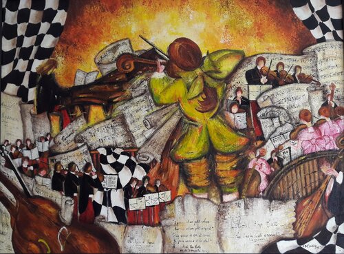 LE TRIOMPHE DE MOZART by Christiane Guerry, Painting for Sale on Select