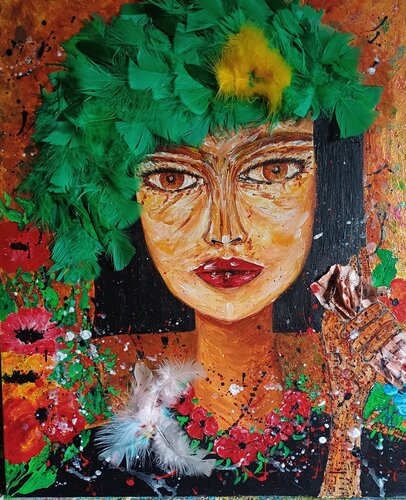 DIVA AUX PLUMES by Christiane Guerry, Painting for Sale on Select