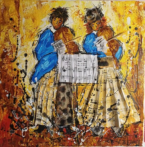LE COUPLE DE VIOLONISTES by Christiane Guerry, Painting for Sale on Select