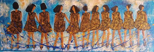 JEUNES FILLES by Christiane Guerry, Painting for Sale on Select