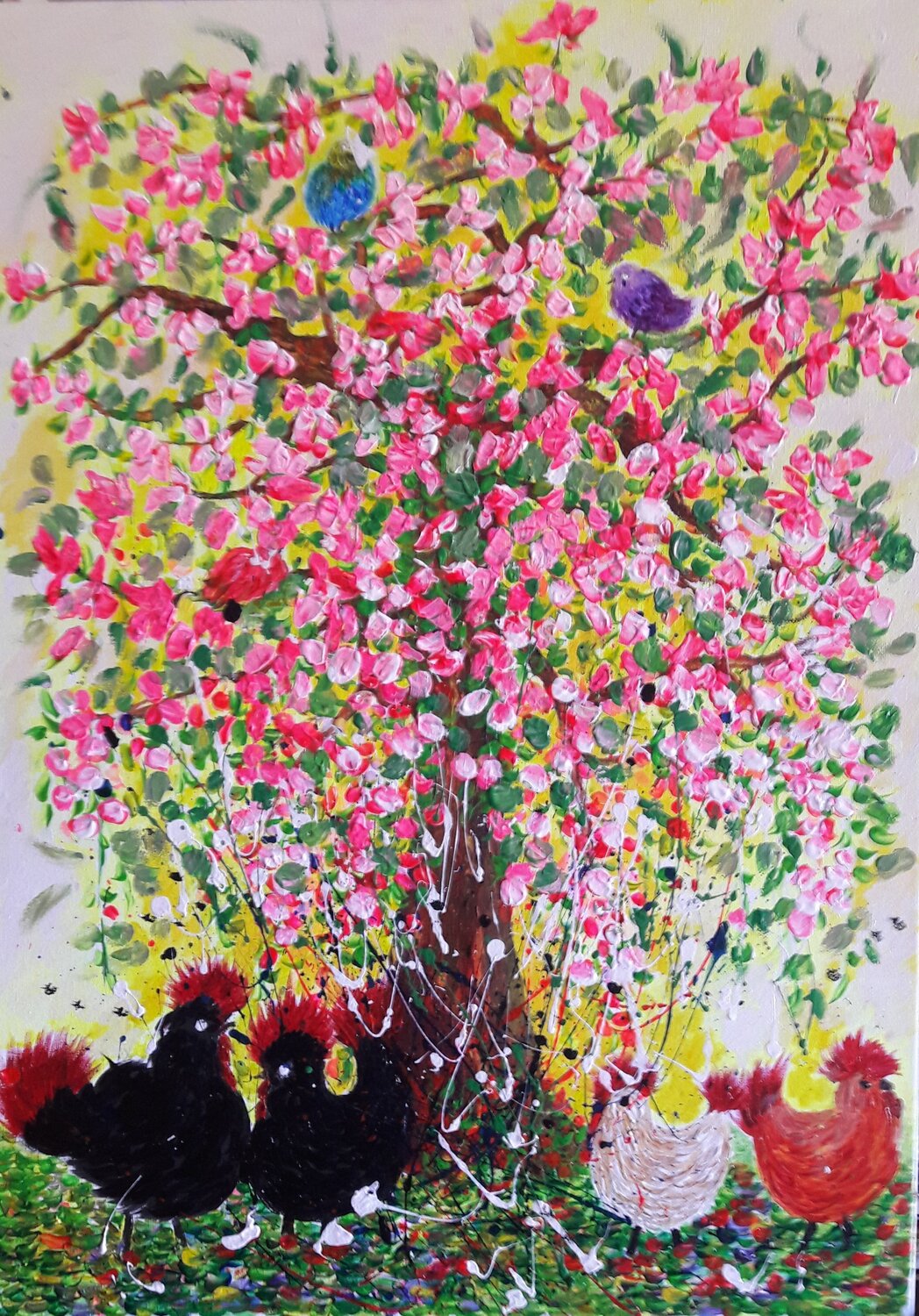 ROSE OCTOBRE Christiane Guerry Original painting for sale