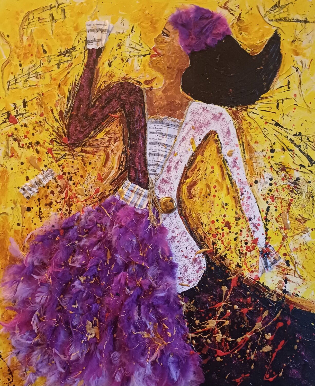 DIVA AUX PLUMES II Christiane Guerry Original painting for sale