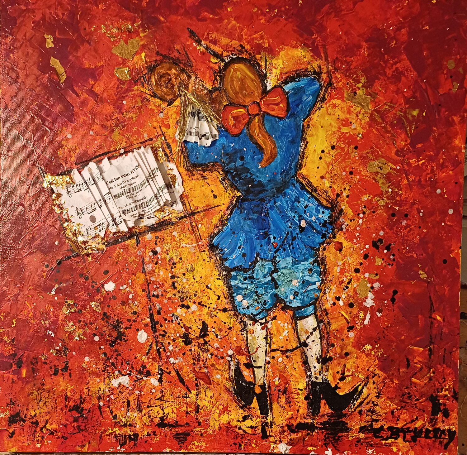 MOZART ENFANT Christiane Guerry Original painting for sale