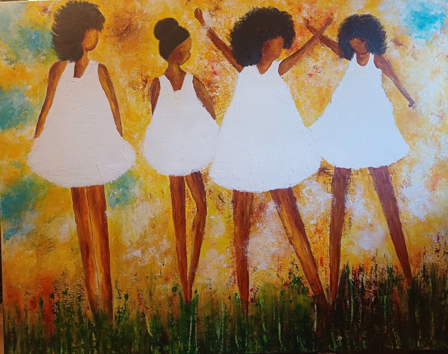 LES PETITES FILLES Christiane Guerry Original painting for sale