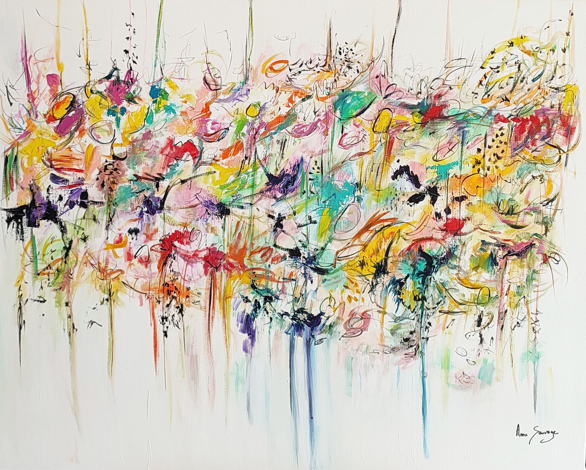 Le bonheur en couleurs - tableau multicolore coloré