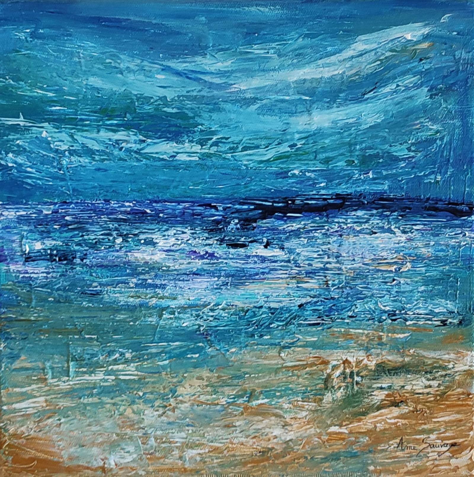 Mer et sable - tableau abstrait paysage marin