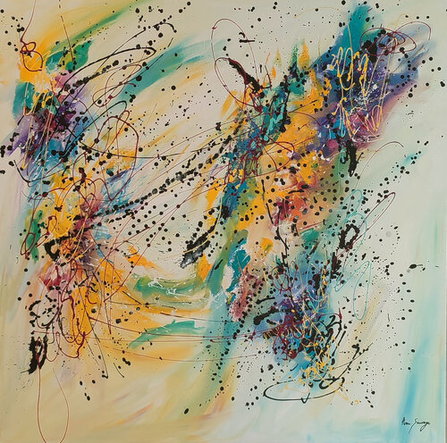 Le souffle intense - abstract multicolored painting by ÂME SAUVAGE, Painting for Sale on Select
